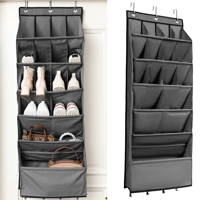 Over The Door Shoe Organizer Large Capacity Hanging Door Shoe Rack with 16  Pockets 600D Oxford Cloth Hanging Shoe Organizer