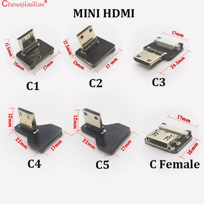 1PC 리본 플랫 FPV HDMI 호환 커넥터 유연한 케이블 라즈베리 파이 4 마이크로 HDTV-HD/미니 HD 여성용 90도 FFC 20핀