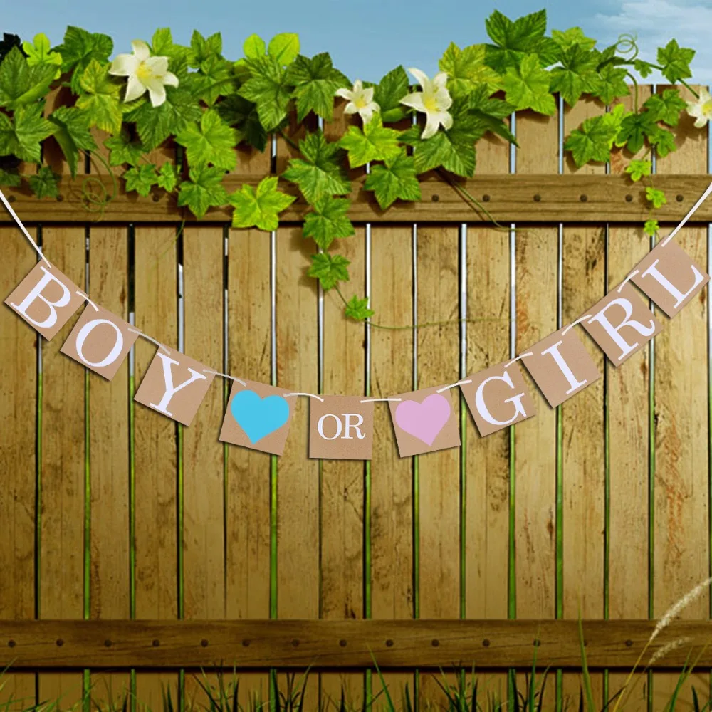 Boy or Girl Baby Shower Party Hanging Garland 1st Birthday Decorations Gender Reveal Bunting Banner Festival Parties party decorations birthday banner birthday streamers