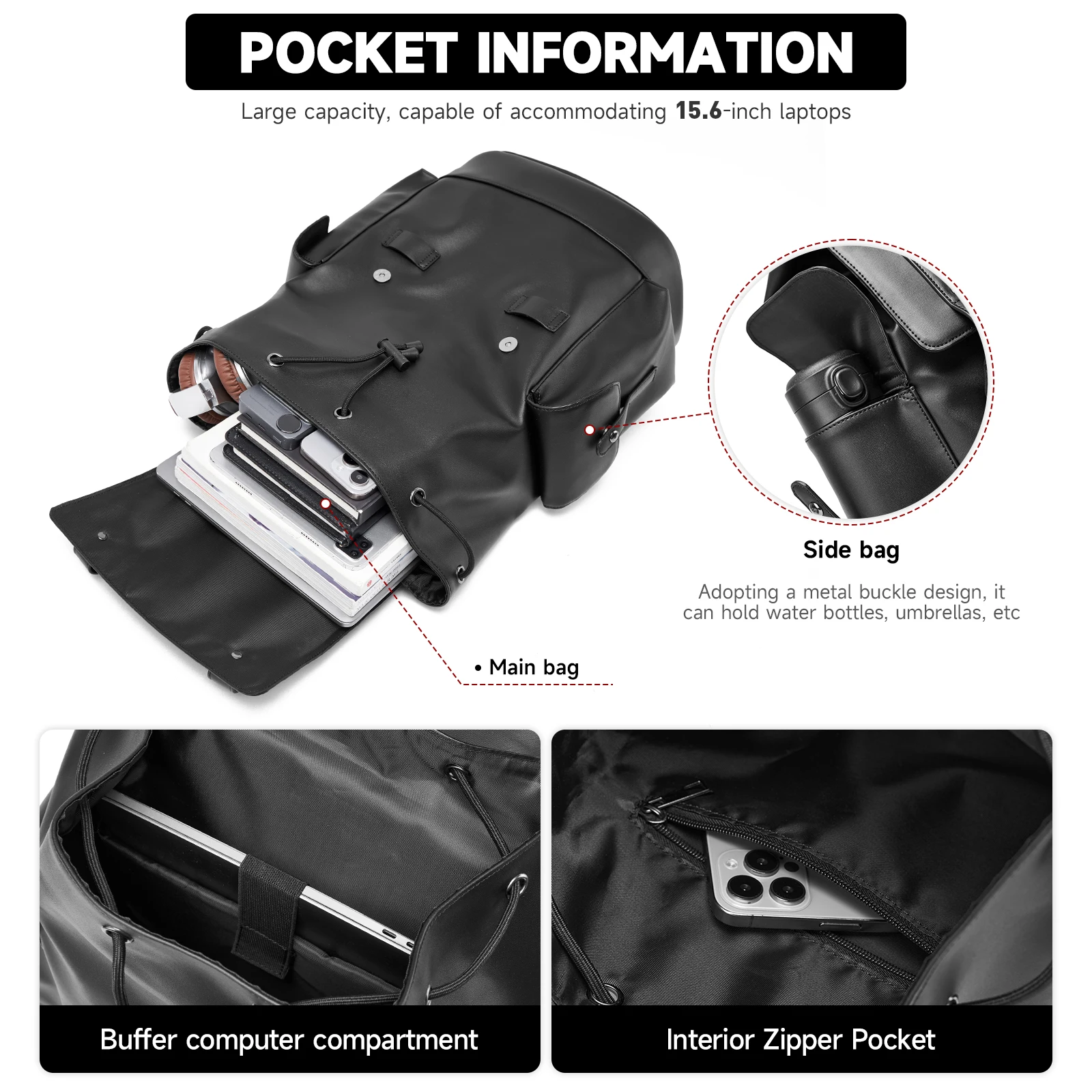 Mochila Para Laptop Para Hombre De Viaje Impermeable Antirrobo Negro Ktmouw