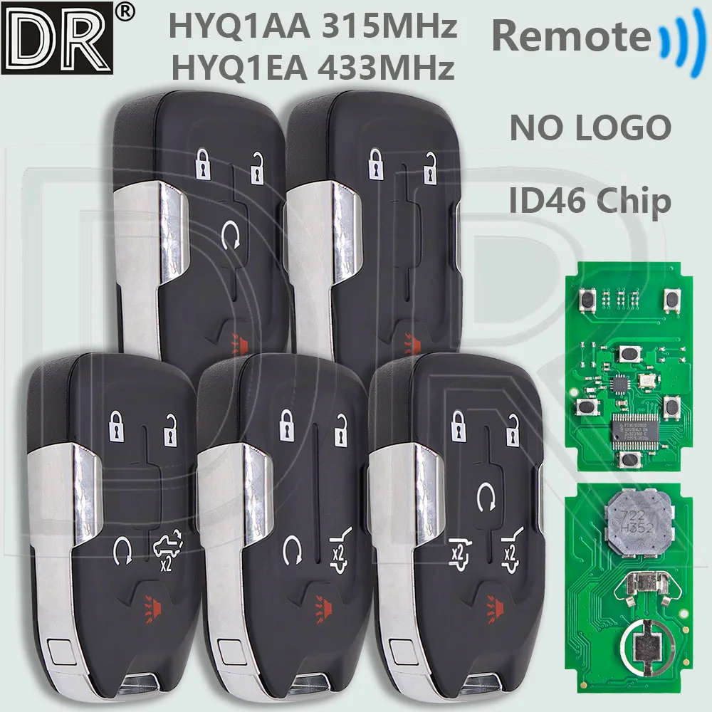 DR HYQ1AA 315MHz HYQ1EA 433MHz ID46 ชิป Keyless รถรีโมทกุญแจสําหรับ GMC Terrain Acadia YUKON XL Sierra