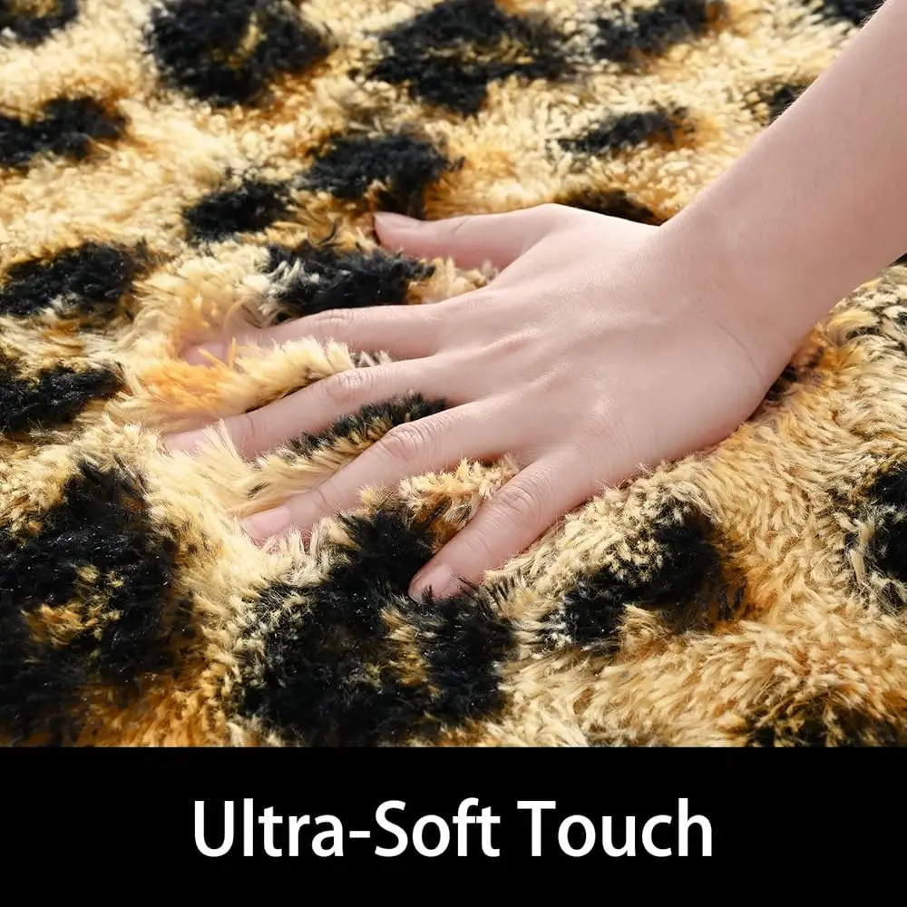 Fluffy Leopard & Cheetah Print Area Rug 6