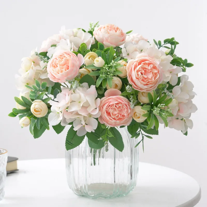 

Artificial Silk Flowers Mori Series Hydrangea Peony Bud Wedding Bridal Bouquet Road Lead Flower Home Garden Desktop Decoration