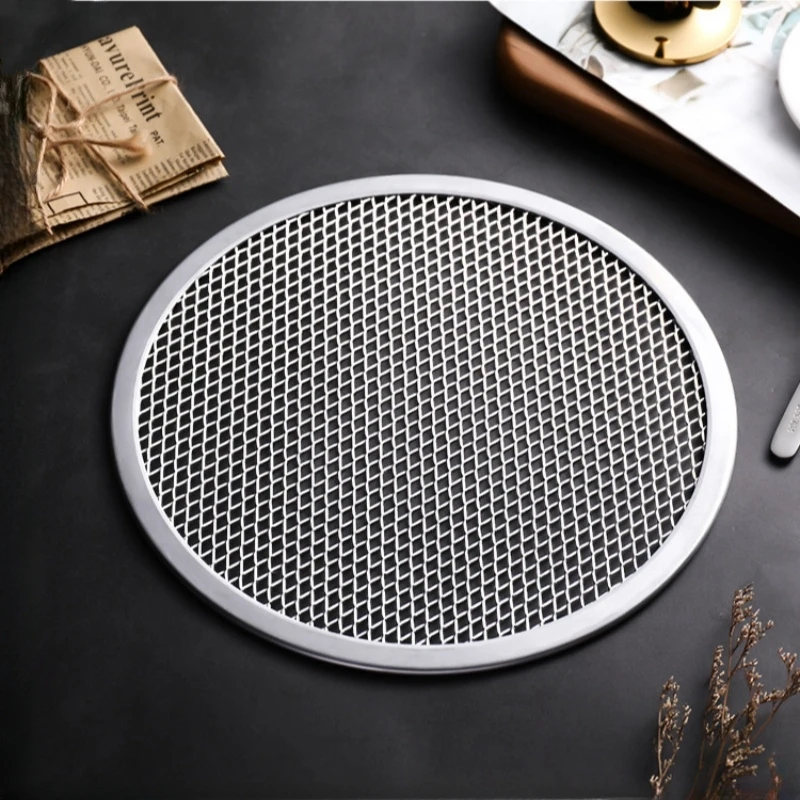 6/8/10/12/14inch Round Pizza Baking Tray DIY Pizza Screen Baking Tray Metal Net Non-stick Mold for Oven Seamless Aluminum Screen pizza bakeware