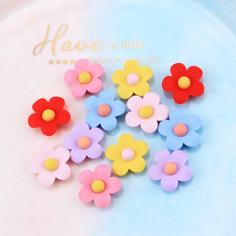 

New Resin Flower Cabochons Flatback 20pcs Lucky Flowers Resins Embellishments for Scrapbooking Colorful DIY Jewelry Accessories
