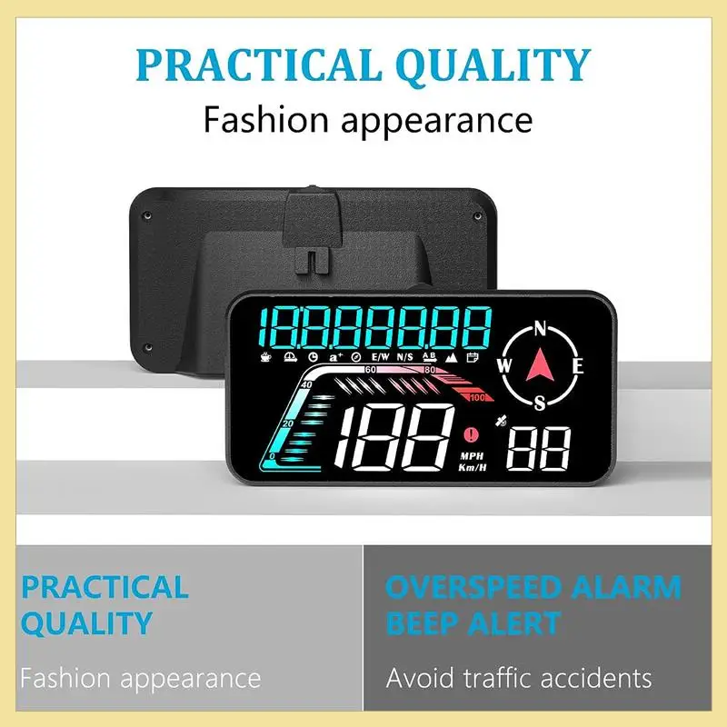 G12 HUD Head-Up Display GPS Car Display Speeding Alarm Driving Speed Universal As Shown Easy Install Easy To Use