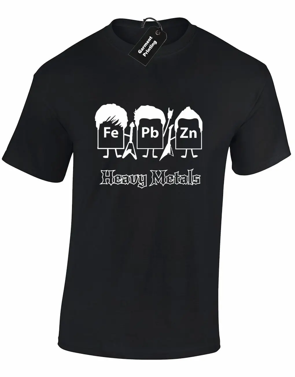 Metalli Pesanti Maglietta Da Uomo Chitarre Scienza Geek Periodica Acdc Sabbath Metallica