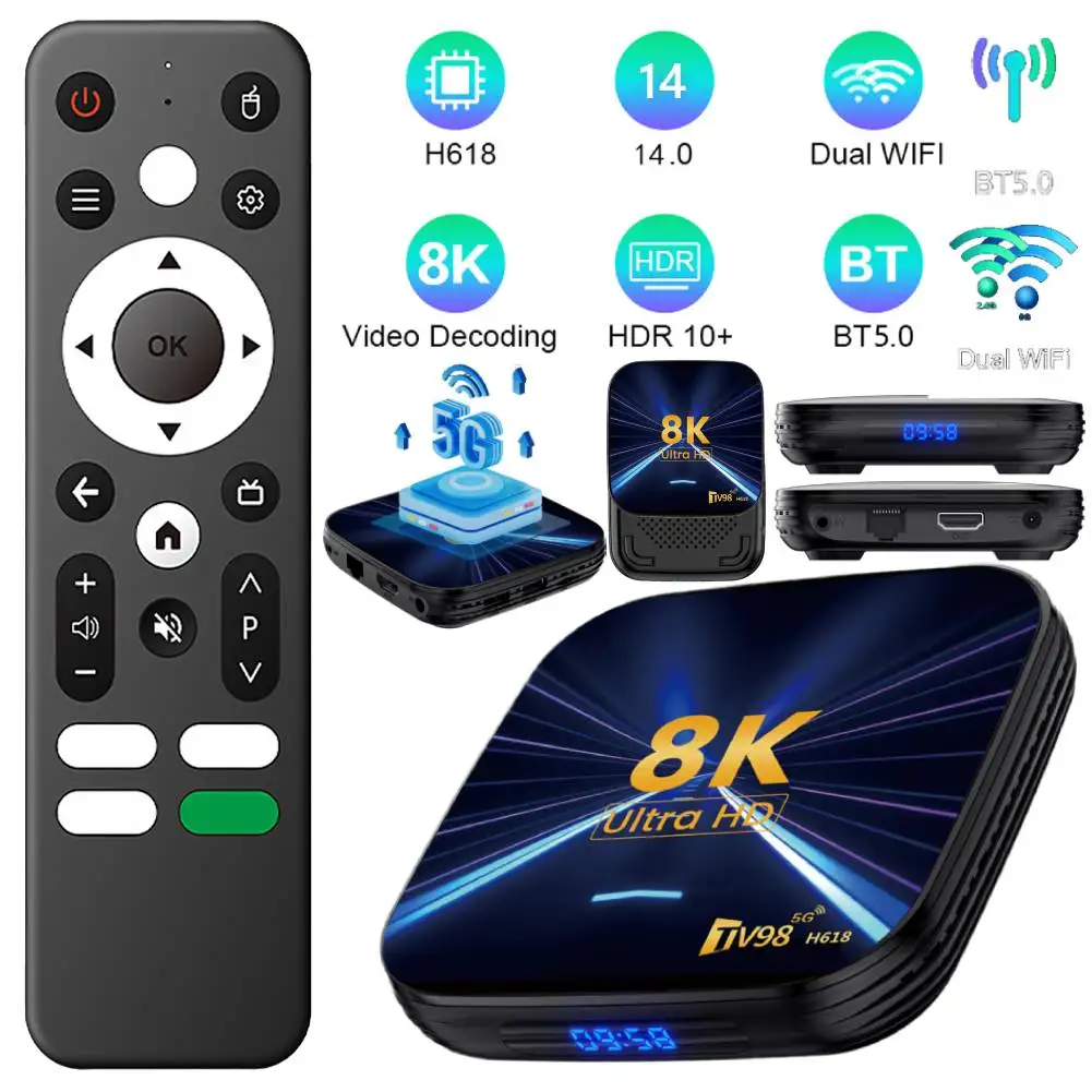 H618 Smart TV Box Android 14 Quad Core Cortex A53 8K HD reproductor ...