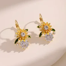  Spring New Cute Daisy Flower Stud Earrings For Women 2023 Sweet Shell Enamel Silver Plated Earrings Korean Temperament Jewelry 