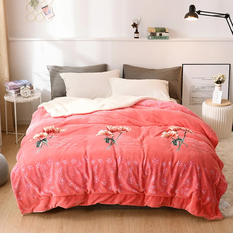 

Retro Style Milk Fleece Blanket Autumn And Winter Thickened Lamb Fleece Blanket Double Warm Coral Fleece Single Quilt Cover