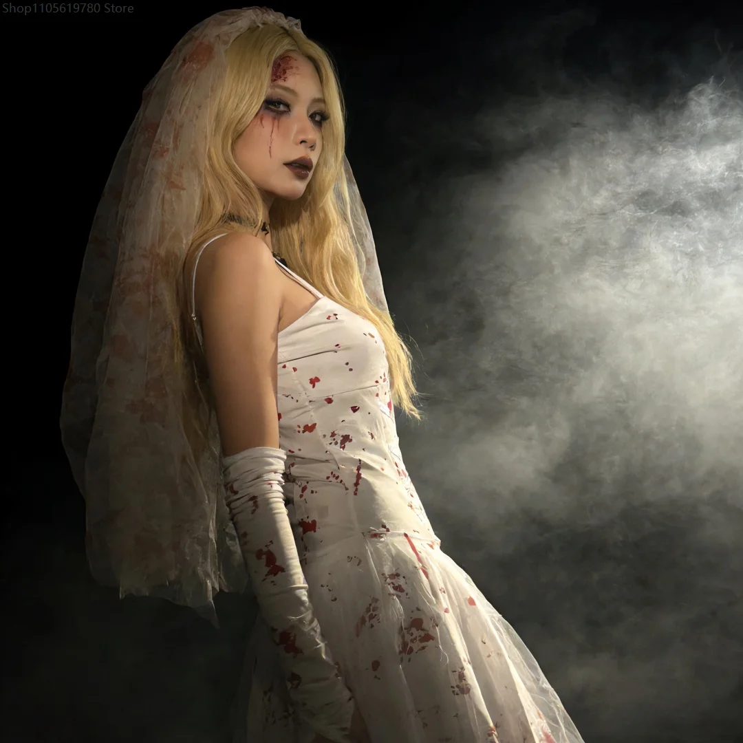 Abito Gotico Horror da Sposa Fantasma, Stile Vintage Sanguinoso, Outfit di Moda Ideale per Cosplay, Carnevale, Halloween e Spettacoli - immagine 3