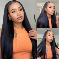 Bandeau perruque cheveux humains os droit perruques de cheveux humains pleine Machine faite péruvienne perruques de cheveux humains pour les femmes noires facile à dire 180% 3