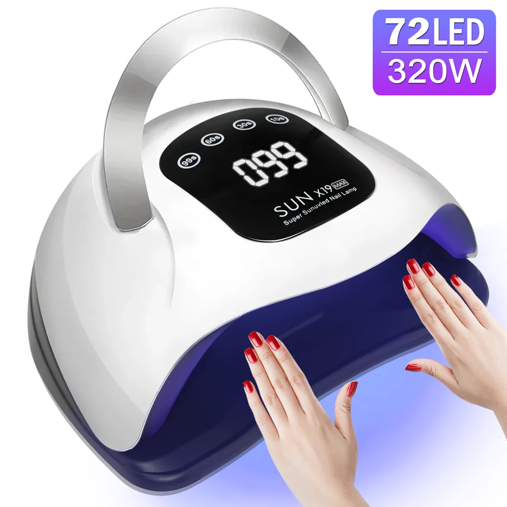 SUN X19 MAX UV LED Nail Drying Lamp 320W Professional UV Nail Dryer Light for Gel Nails 72 Beads Fast Curing Gel Polish Lamp