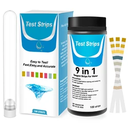 Comprehensive Aquarium Water Testing Kit - 5-17 Parameter Test Strips with Tube for Fresh & Saltwater Analysis (9 in 1 100Pcs)