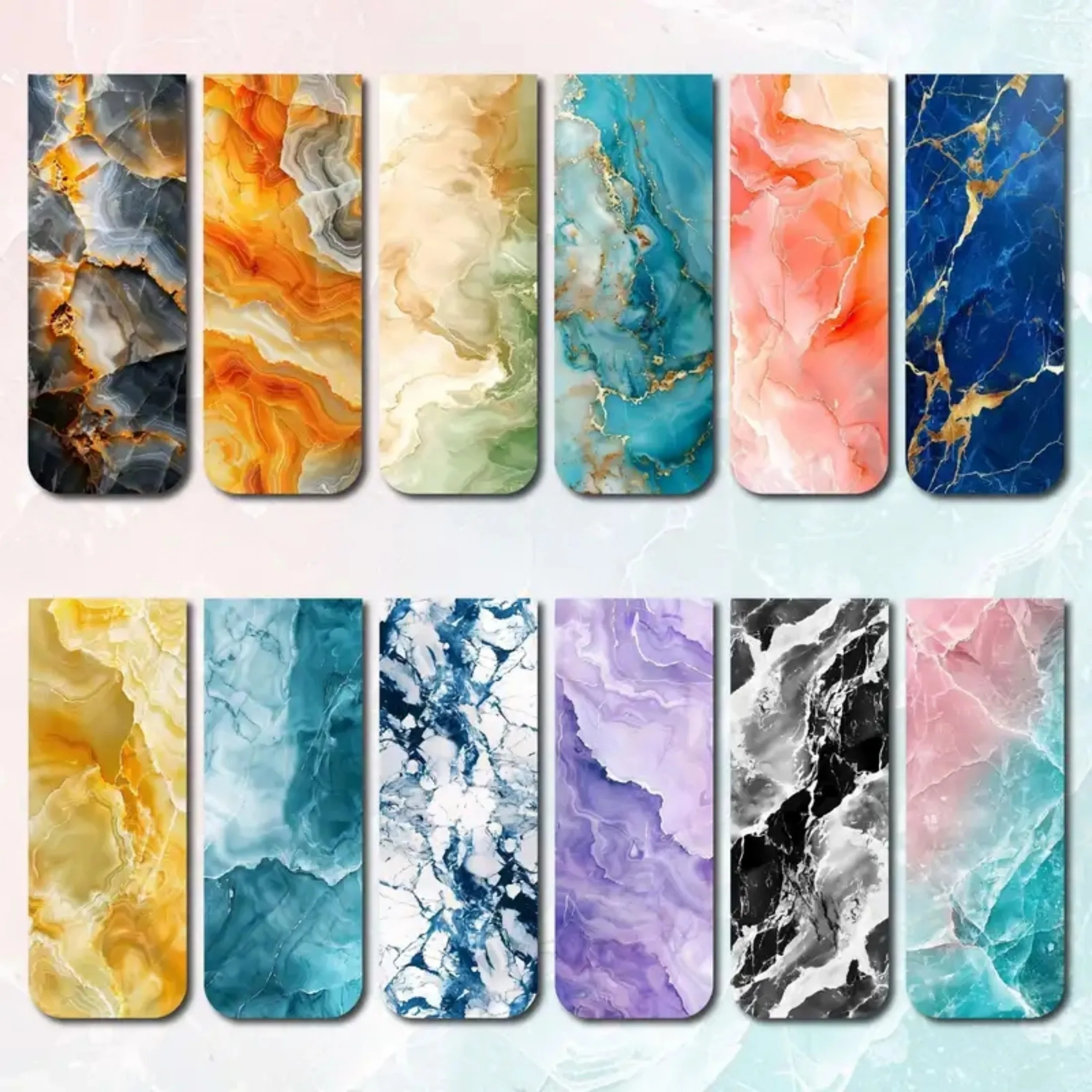 Assorted Marble Design Magnetic Bookmarks Bookmark Page Holder 12pcs Durable Page Markers Readers Students Teachers Office Use