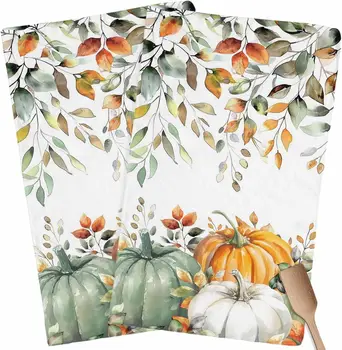 Sage Green Pumpkin Kitchen Towels 5