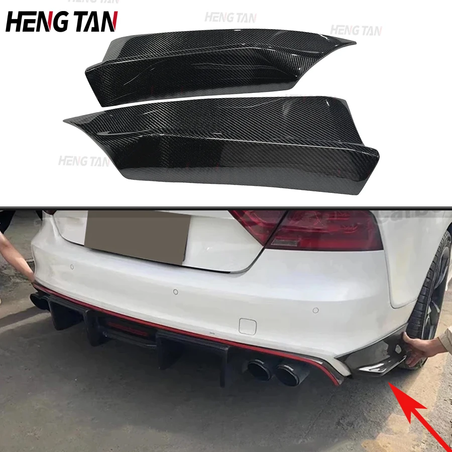 

A7 Carbon Fiber Car Black Rear Bumper Splitter For Audi A7 S7 RS7 2013-2016 Side Splitters parts Body kit