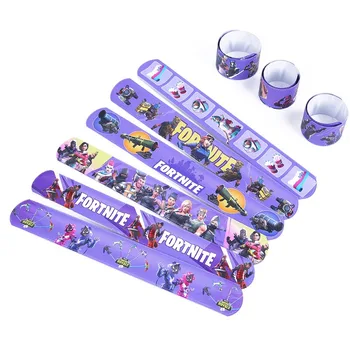 12pcs Game Fortnite Wrist Strap Children Clap Ring Slap Bracelets Wrist Strap Birthday Party Supplies Snapping Rings Toy Gift