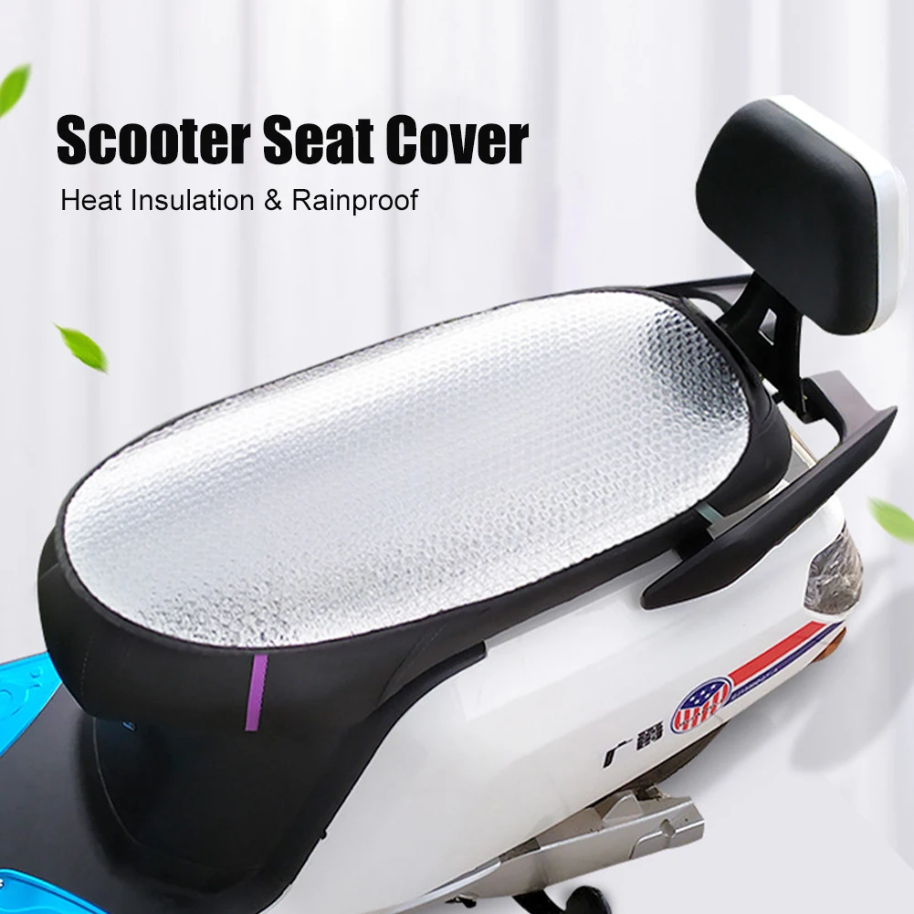 

Motorcycle Seat Cover Four Seasons Aluminum Film Cushion Cover Scooter Seat Heat Insulation Cover Waterproof Sunscreen Tools