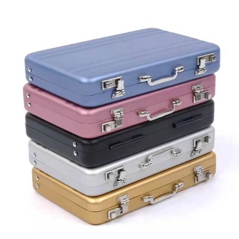 Aluminum Storage Box Business ID Credit Card Holder Mini Suitcase Bank Card Box Holder Jewelry Case Organizer Rectangle