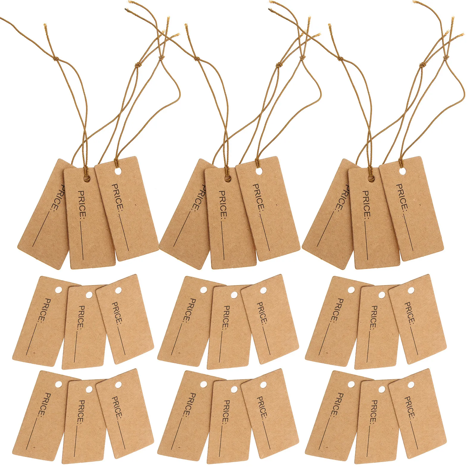 100Pcs 스트링 부착 보석 태그 보석 제작을위한 크래프트 종이 가격 라벨 선물 포장 와인 병 파티 호의품