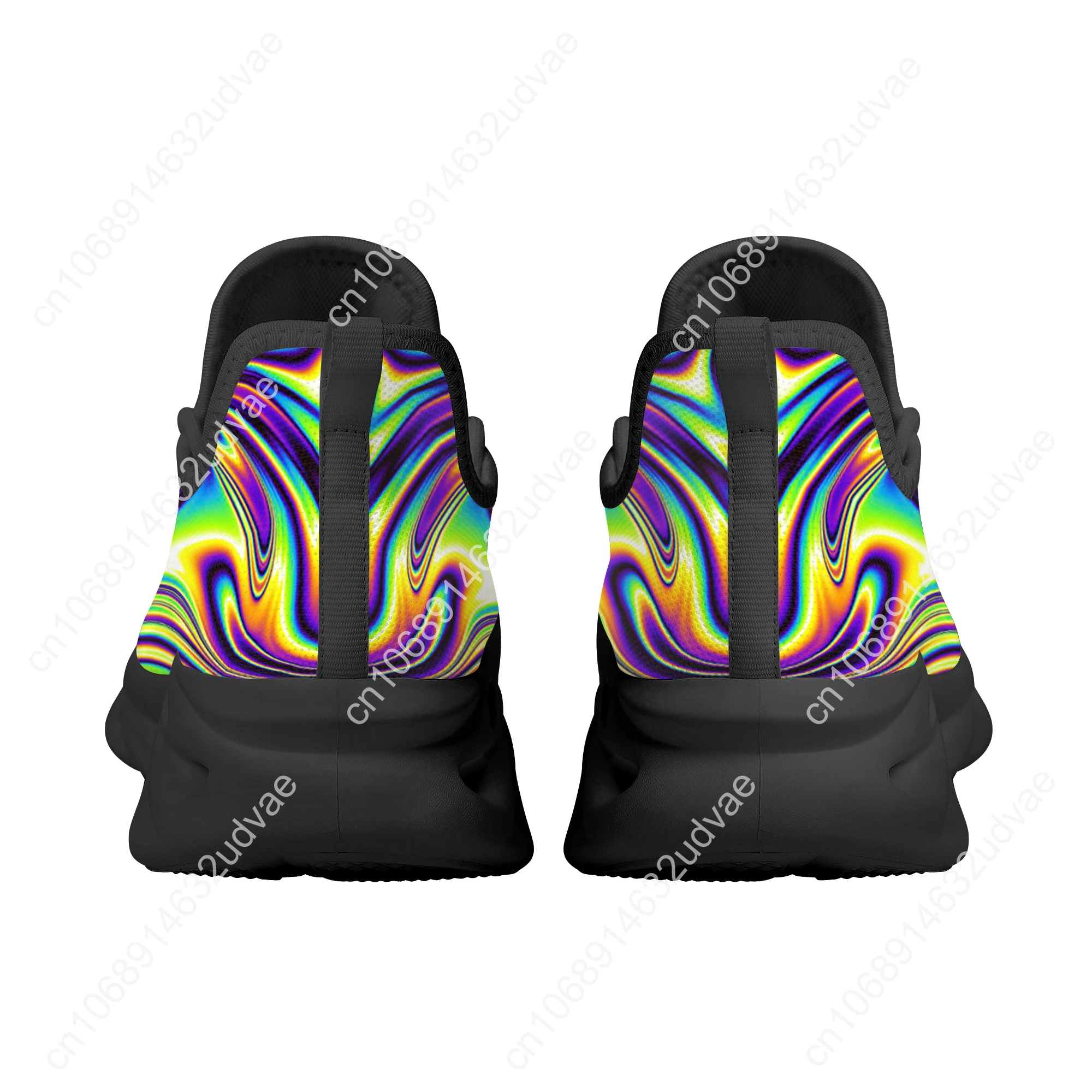 Fashion Trippy Colorful Mesh Breathable Outdoor Shoes Comfortable Casual Shoes Spring Running Shoes Soft Flat Shoe