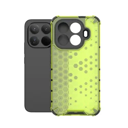 Shockproof Transparent Honeycomb Phone Case with Hybrid Bumper Armor Cover - Xiaomi 14 Pro (Yellow)
