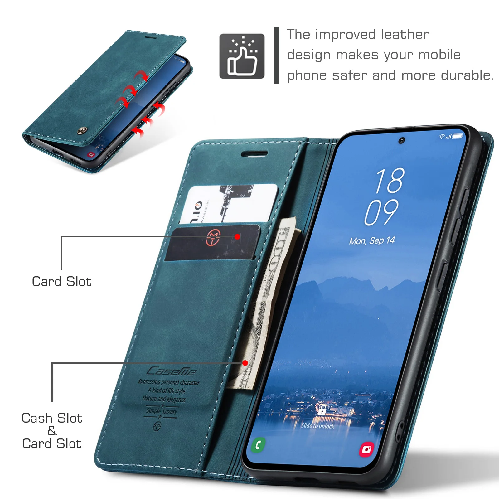 Luxury Retro Leather Wallet Phone Case with Multiple Card Slots and Stand Function
