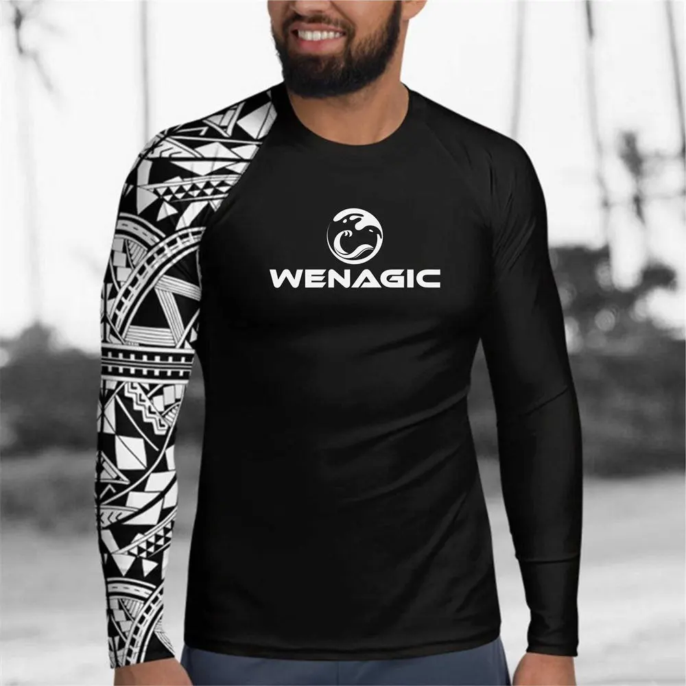 Rash Guard Men Surfing Diving Suits UV Protection Long Sleeve Swim Float Suit