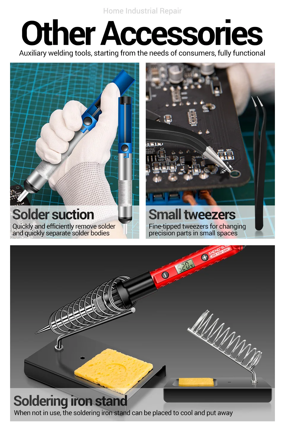 Adjustable Temperature Electric Soldering Iron ANENG SL105 Digital Display Welding Control Rework Station Heat 110V/US 220V/UE