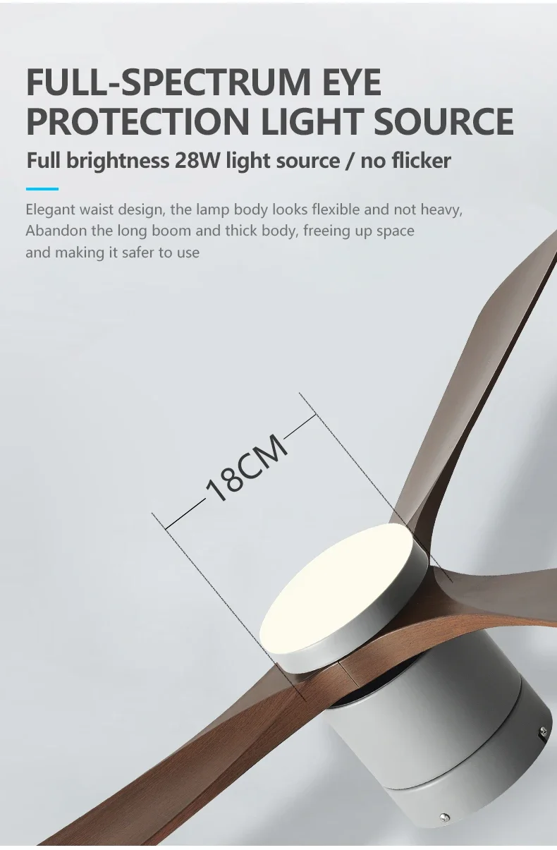 Description Picture 3 of item38/46/56Inch Low Floor Ceiling Fan Light Modern ABS Blade DC Remote Control Led Fan Lights Restaurant The bedroom 110V 220V