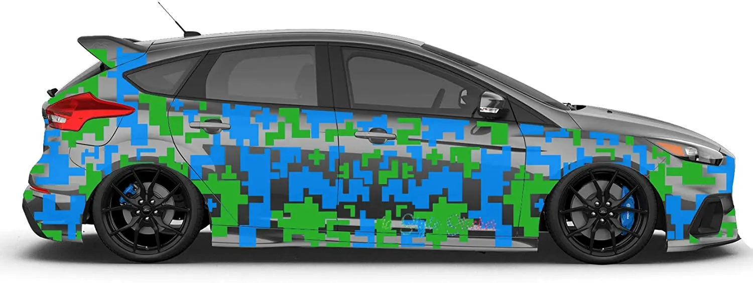 Car Side Sticker Set Pixel, Matrix, Hexagon Set Sticker Camouflage Set 2 Colors Irregular Design Car Single Sided Decal