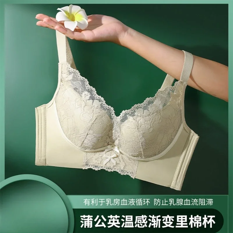 

Explosive New Underwear Women's Small Chest Gathering Large Warm Cotton No Underwire Bra Women's Lace Anti-sag No Underwire