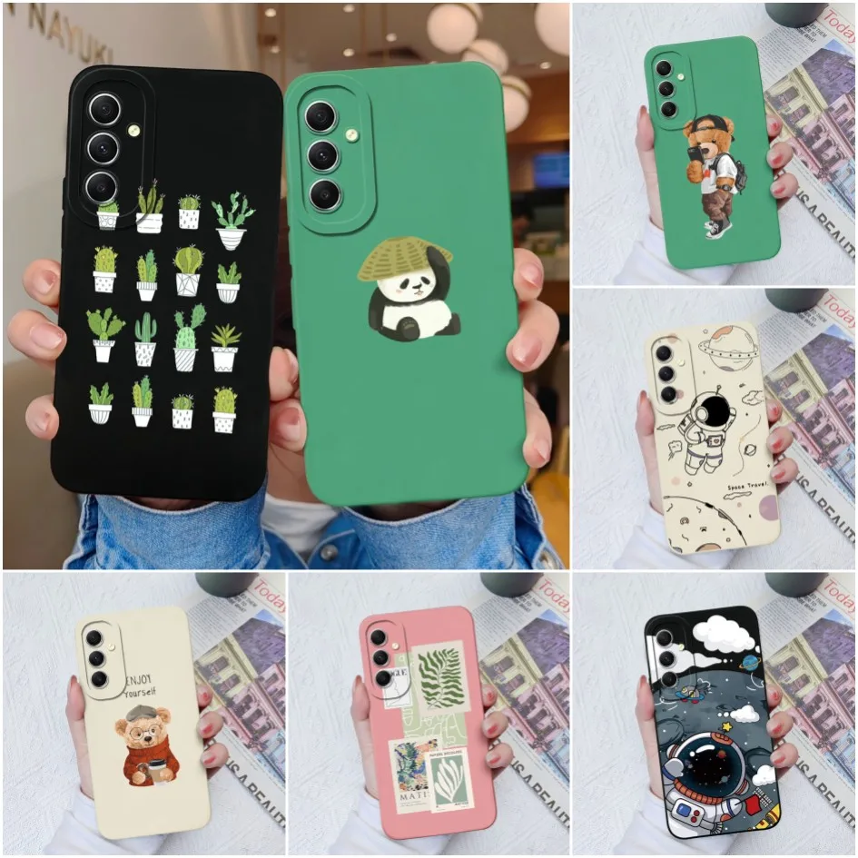 Custodia Per Samsung Galaxy A34 A24 A54 A 34 A 24 A 54 Cute Liquid Silicone Soft Cover Astronaut Per Samsung A34 A24 A54 Funda Coque