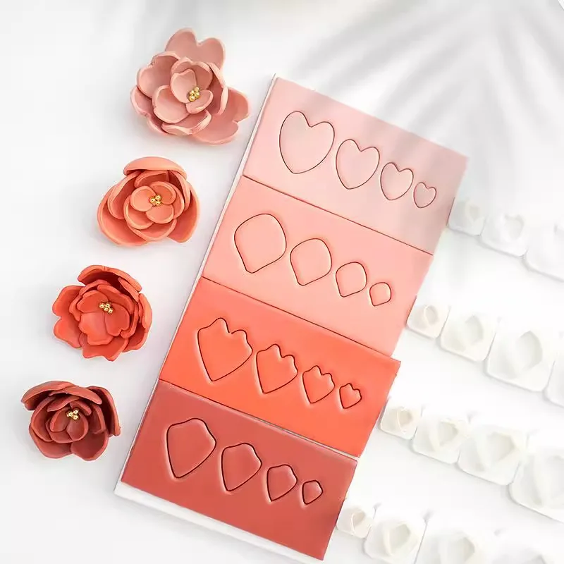 Craftdady Square Flower Petal Silicone Molds - 2-Piece Polymer Clay Tool Set With Alloy Flower Centers