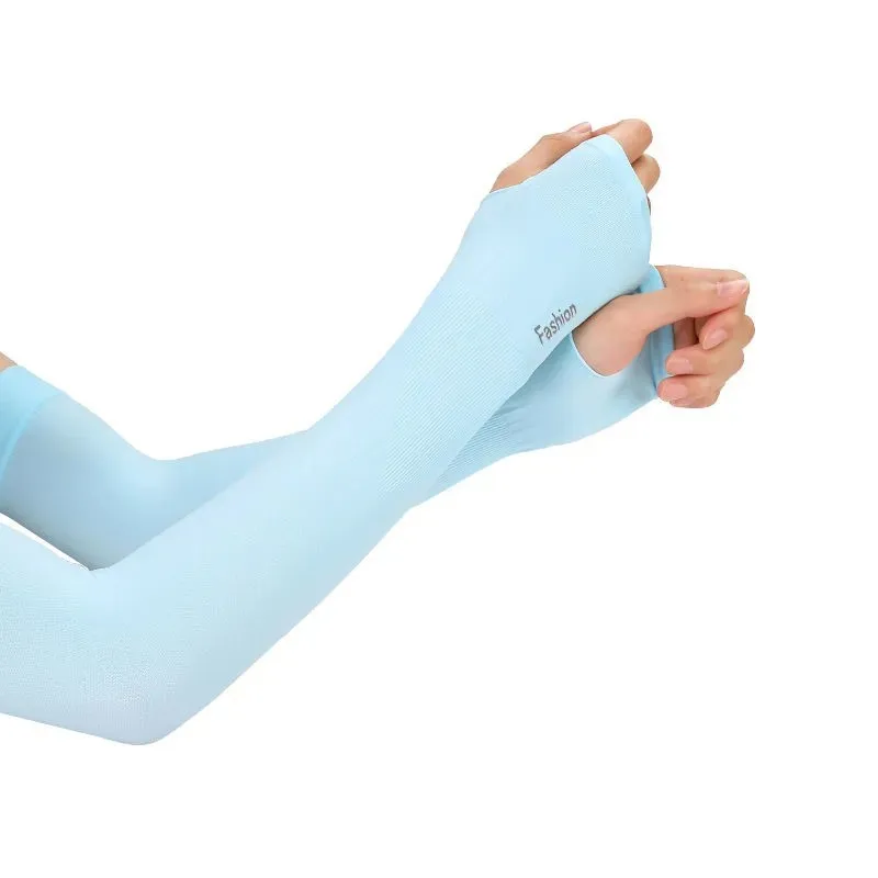 Sun Protection Arm Sleeves Outdoor Arm Sleeves Ice Fabric Breathable Quick Dry Running Sportswear Sun UV Protection Long Arm Cover Cycling Sleeves