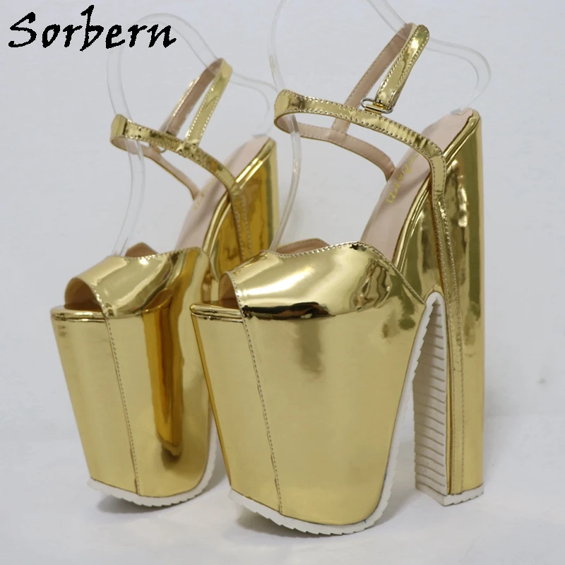 

Sorbern 25cm Block High Heel Sandals Women For Drag Queen Slingback Fetish Platform Open Toe Sandal Size EU33-48 Custom Colors