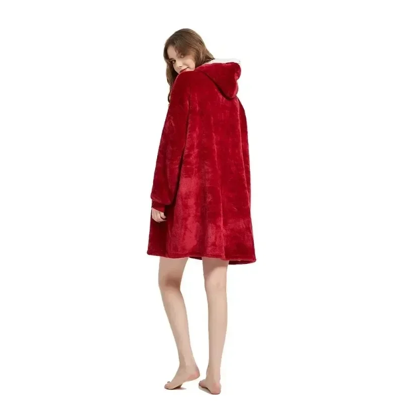 Winter Hoodies Sweatshirt Women Men Pullover Fleece Giant TV Oversized Blanket with Long Flannel Sleeves 6