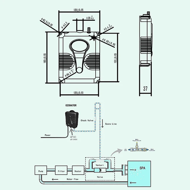 Úszómedence Ózongenerátor 200 Mg 300 Tisztító Csere Eszköz Készlet Víztisztító A Fürdőkád Zuhanyfürdő Medencéhez - Image 6