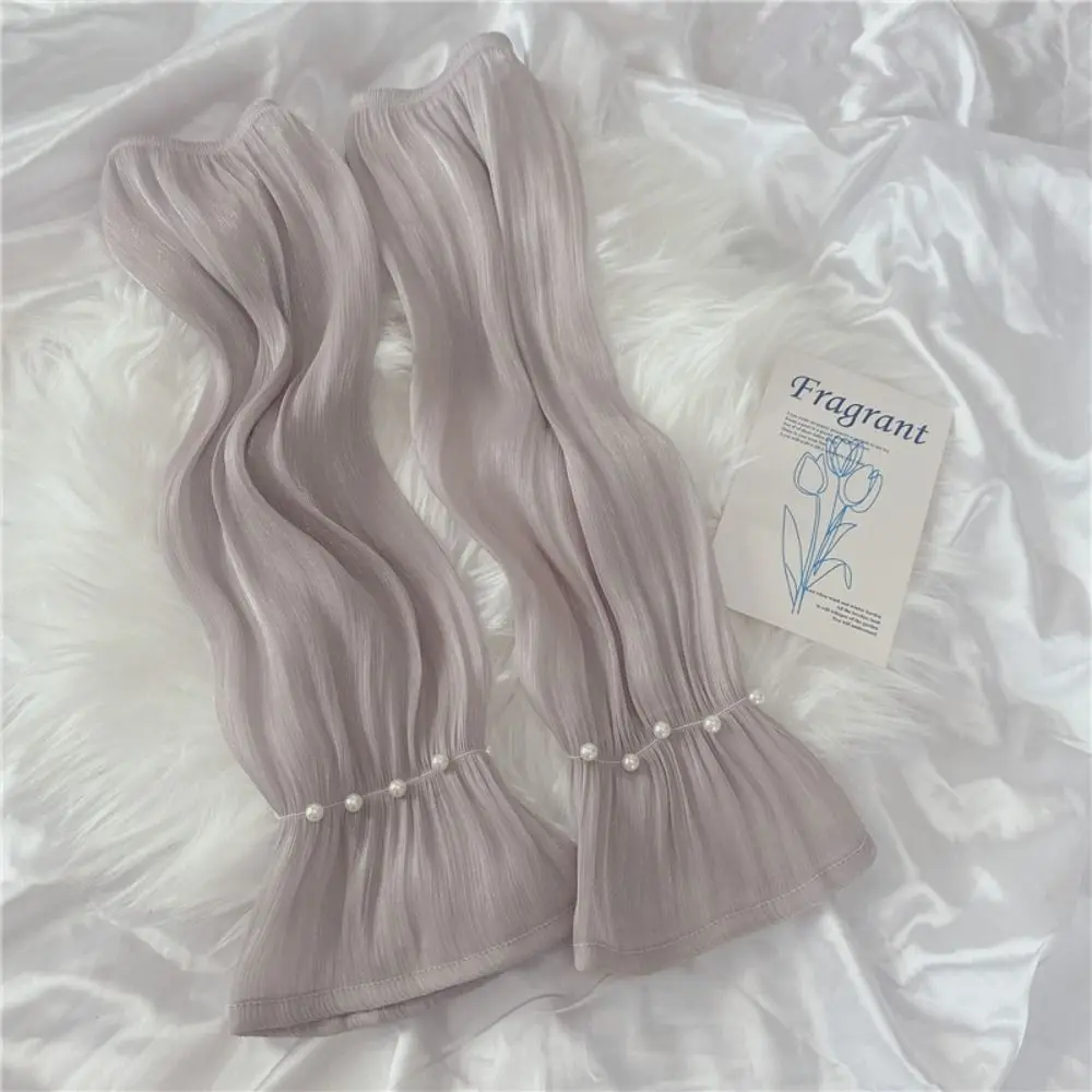 Transparent Ice Silk Sleeves Gloves Shiny Lace Summer Sunscrean Sleeves Thin Cycling Sleeves Driving Arm Sleeves Driving