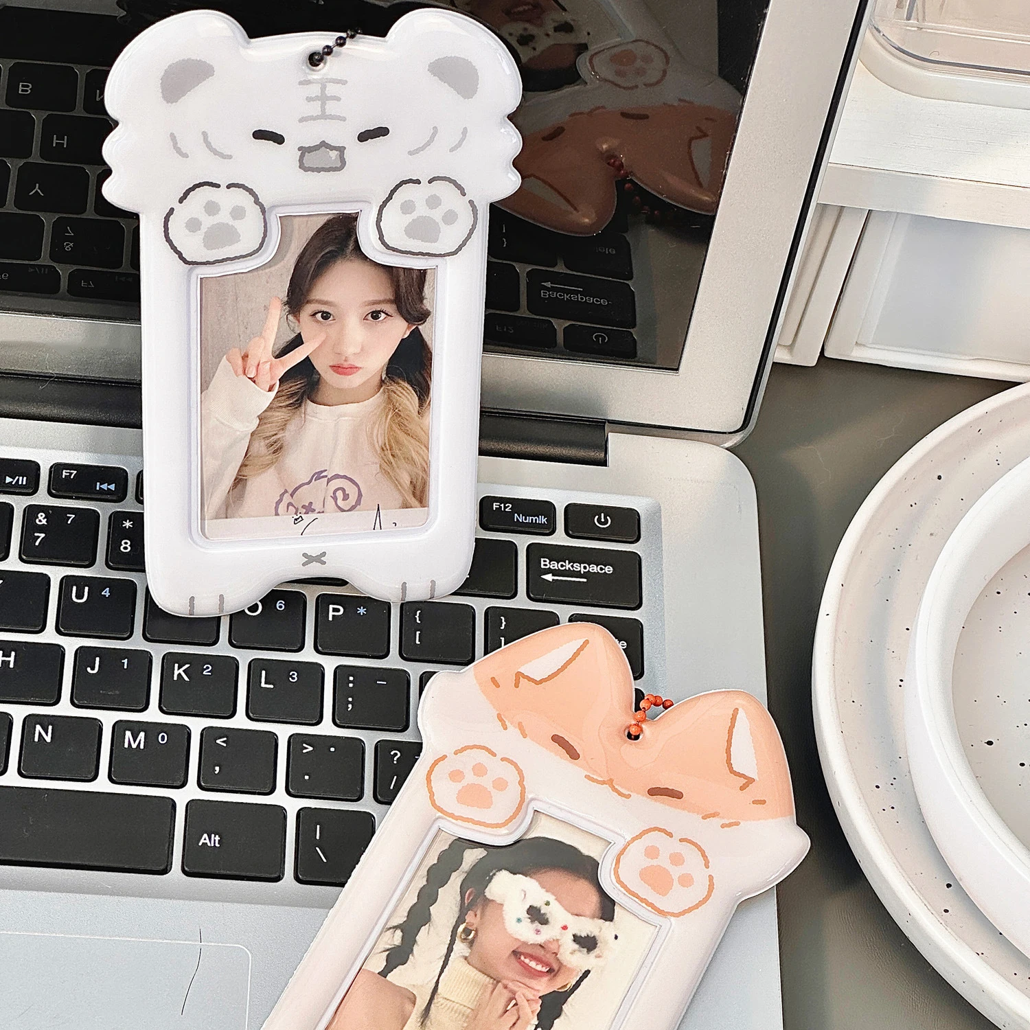 1Pcs Photocard Holder, Cute Cartoon Animal ID Credit Card Holder with Keychain Hard Shell Protective Photo Sleeves 5