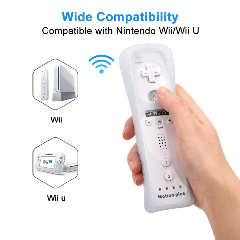 2PCS Remote Controller with Nunchuck Controller for Wii Console Wireless Gamepad with Motion Plus for Nintendo Wii Games Control