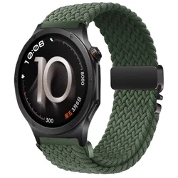 Nylon Braided Breathable Parachute Buckle Strap - 20mm & 22mm Durable Bracelet for Oneplus Watch 4 Lite (Army green)