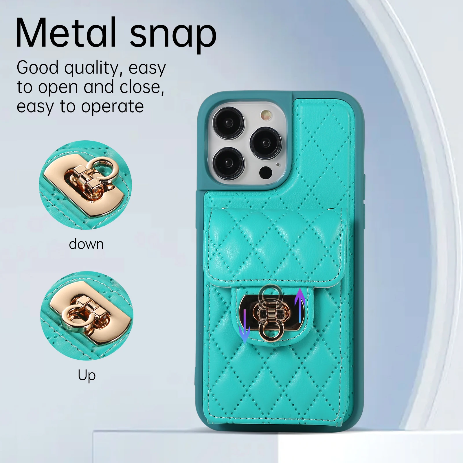 Custodia A Portafoglio In Pelle PU Per IPhone 6, Con Supporto Stand E Slot Per Carte, Colore Oro, Chiusura Magnetica