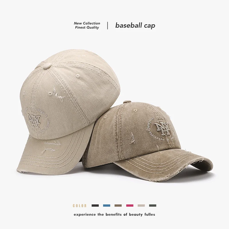 

Women's washed and worn hat embroidered Baseball cap outdoor men's broken soft top cap in spring and summer