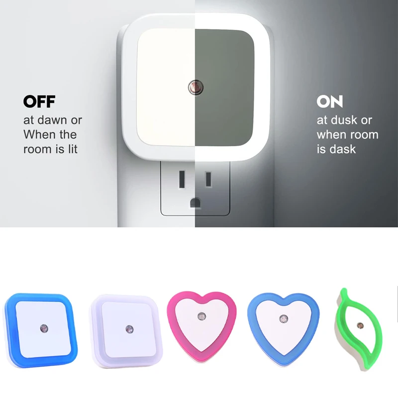 

Light Sensor Control Night Light Mini EU Plug Novelty Square Leaf shaped Bedroom Lamp For Gift Romantic Colorful Night Light