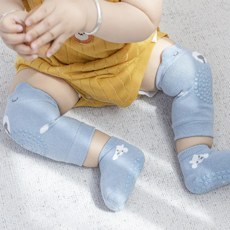 Baby Knee Pads Socks Set Anti-Slip Socks Kneecap Kid Crawling Safety Floor Knee Protector Kneepad Leg Warmers Girls Boys