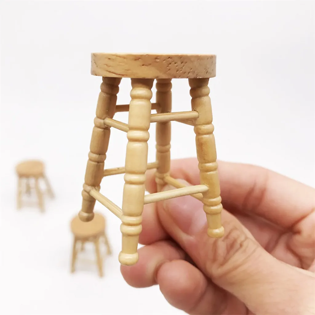 Simulation Mini Stool Chair Furniture Model Toys for Doll House Decoration 1/12 