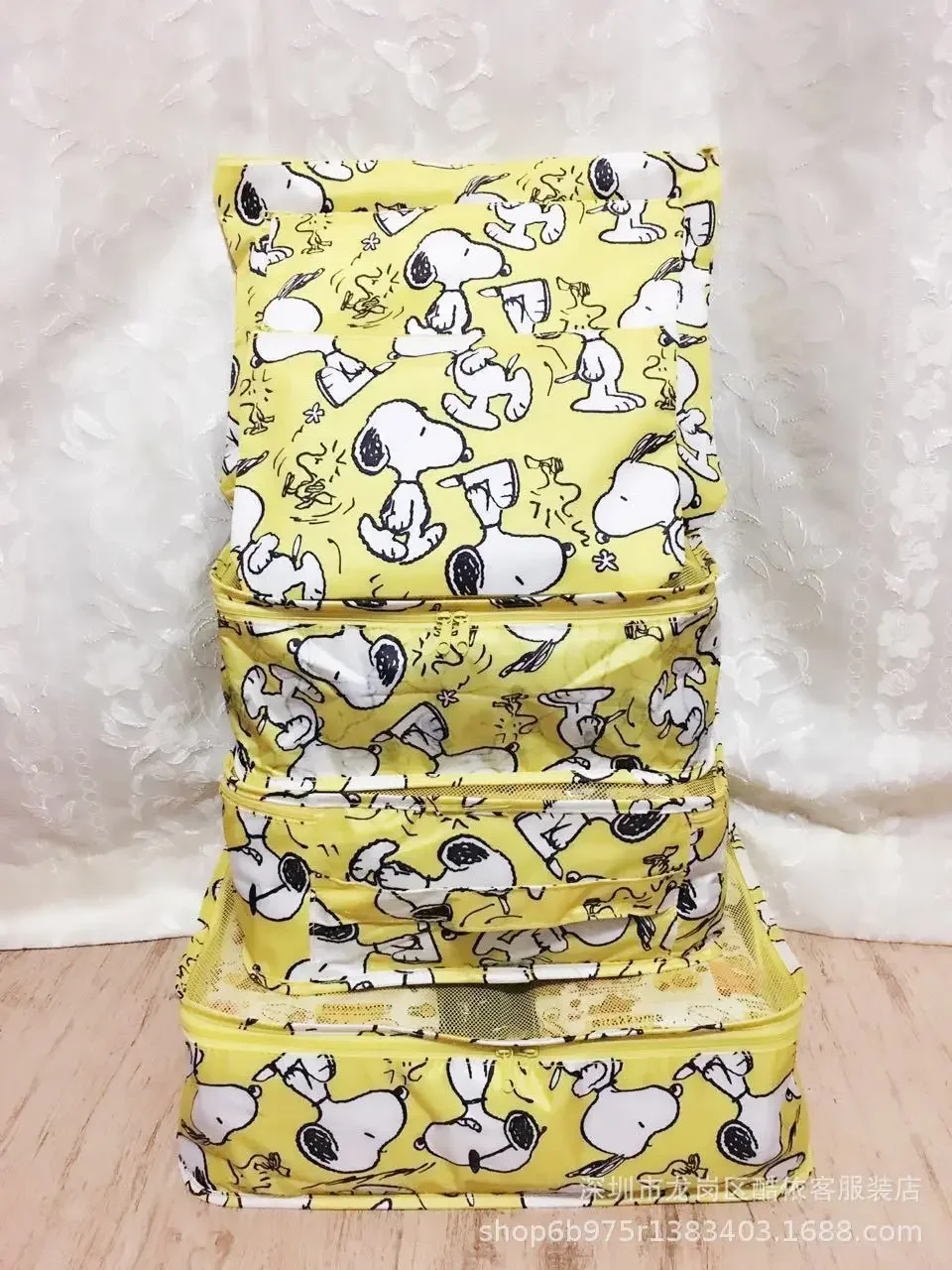 6pcs Snoopy Waterproof Travel Storage Bag Clothes Storage Set Handbag Travel Bag Coin Purse Underwear Bag Organizer 5