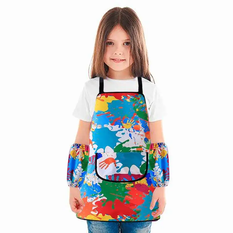 Children's Art Apron Multi-purpose Waterproof Painting Apron With 2 Sleeves And Pocket Suitable For Painting, Baking And DIY 2